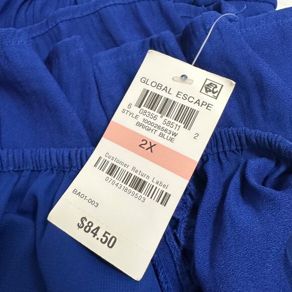 INC Womens Blue Ruffled Bell Sleeve Top Size 2X Peasant Blouse Hippie Boho - Picture 6 of 9